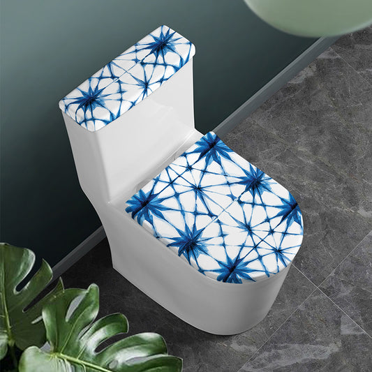 Watercolor Shibori Pattern Print Toilet Lid And Tank Cover Set