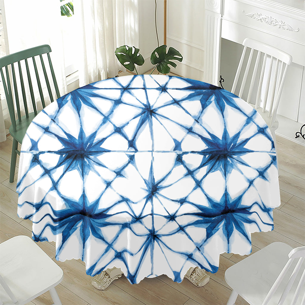 Watercolor Shibori Pattern Print Waterproof Round Tablecloth