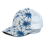 Watercolor Shibori Pattern Print White Mesh Trucker Cap