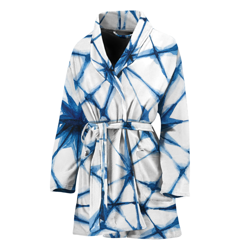 Watercolor Shibori Pattern Print Women's Bathrobe