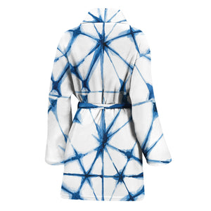 Watercolor Shibori Pattern Print Women's Bathrobe