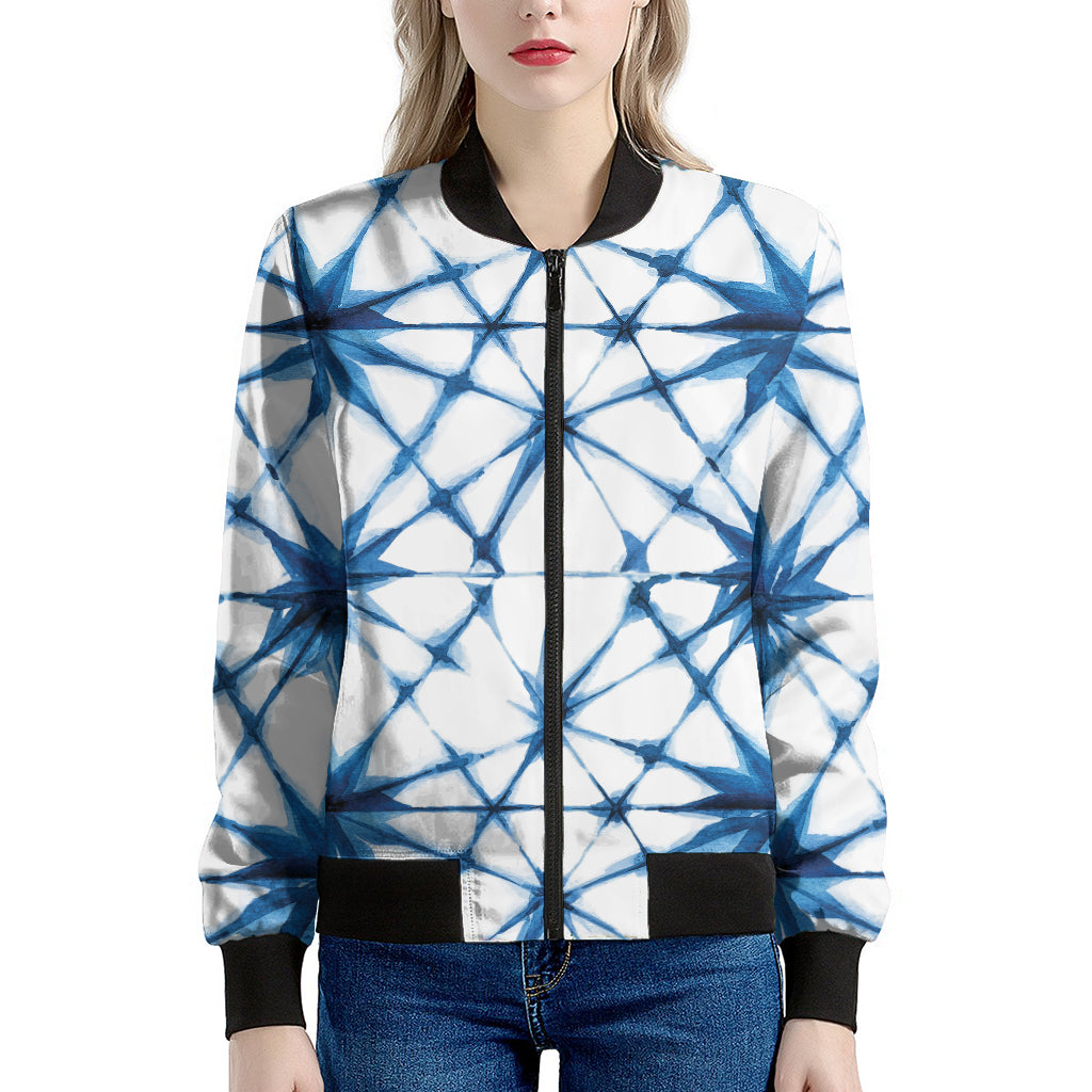 Watercolor Shibori Pattern Print Women's Bomber Jacket