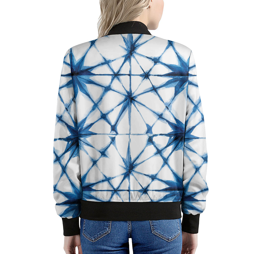 Watercolor Shibori Pattern Print Women's Bomber Jacket