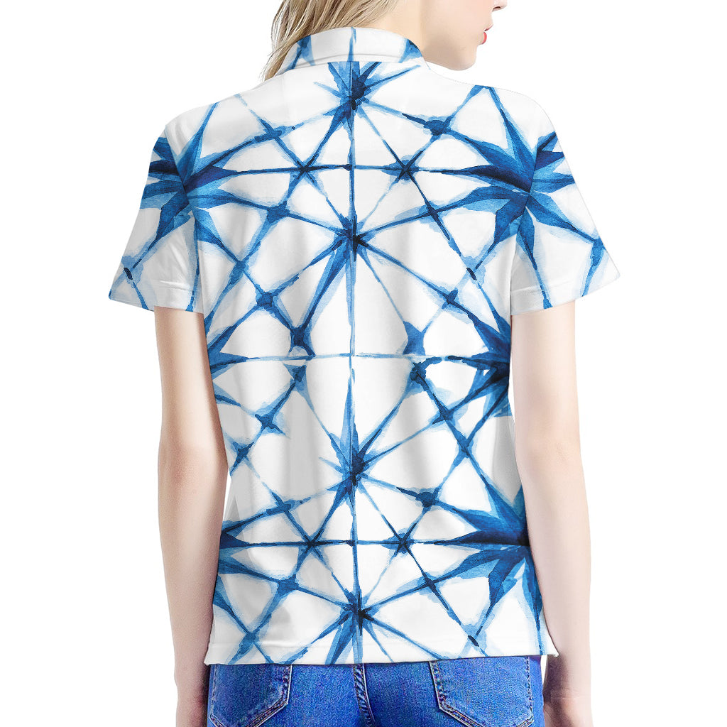 Watercolor Shibori Pattern Print Women's Polo Shirt