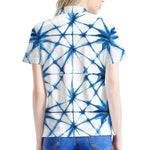 Watercolor Shibori Pattern Print Women's Polo Shirt