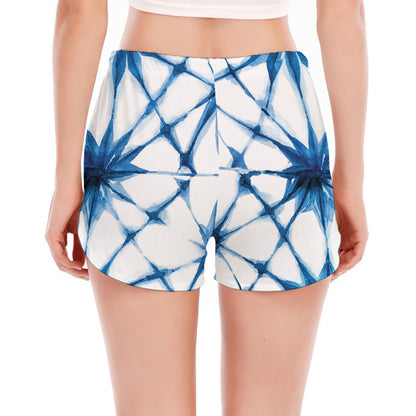 Watercolor Shibori Pattern Print Women's Split Running Shorts