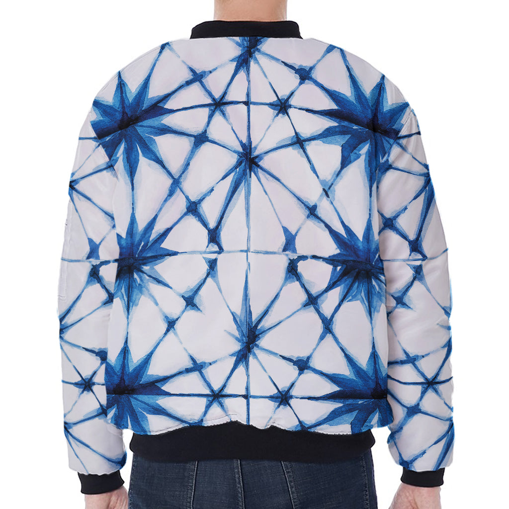 Watercolor Shibori Pattern Print Zip Sleeve Bomber Jacket