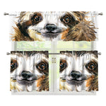 Watercolor Sloth Print 3 Piece Kitchen Curtains