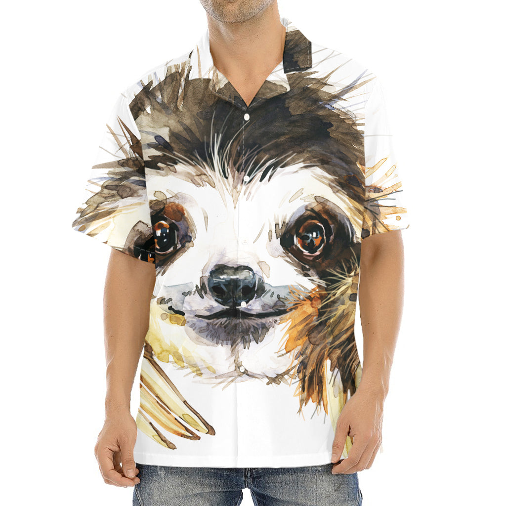 Watercolor Sloth Print Aloha Shirt