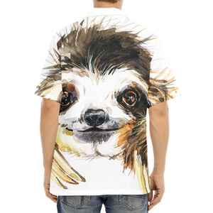 Watercolor Sloth Print Aloha Shirt