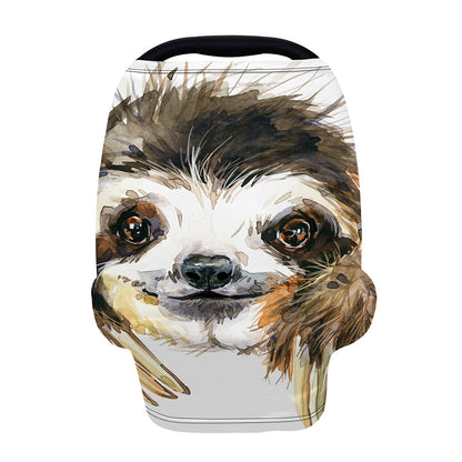 Watercolor Sloth Print Baby Seat Cover