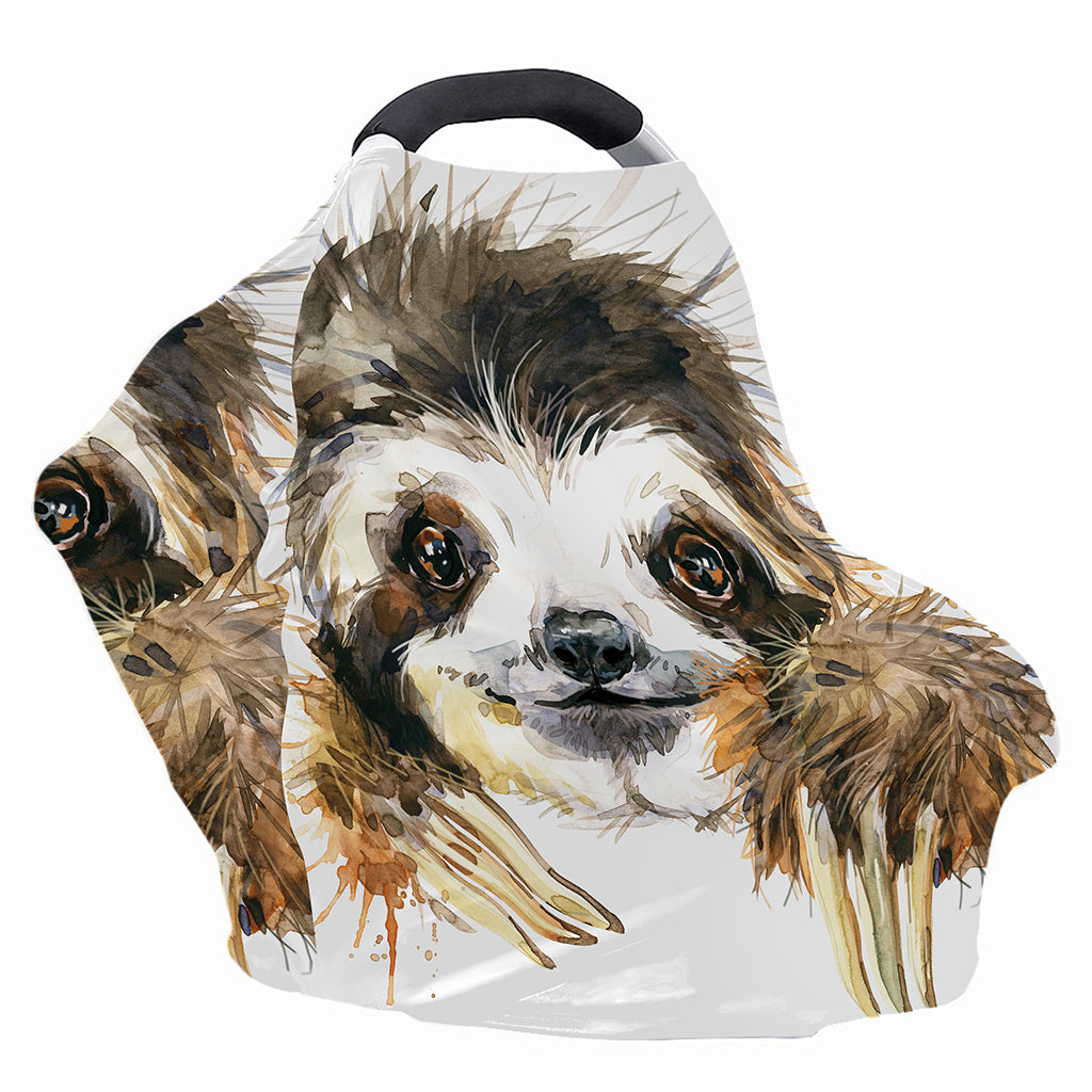 Watercolor Sloth Print Baby Seat Cover