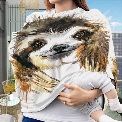 Watercolor Sloth Print Baby Seat Cover