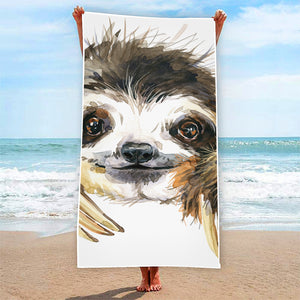 Watercolor Sloth Print Beach Towel