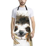 Watercolor Sloth Print Bib Apron With Pocket
