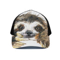 Watercolor Sloth Print Black Mesh Trucker Hat