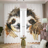 Watercolor Sloth Print Blackout Pencil Pleat Curtains