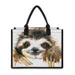 Watercolor Sloth Print Canvas Tote Bag
