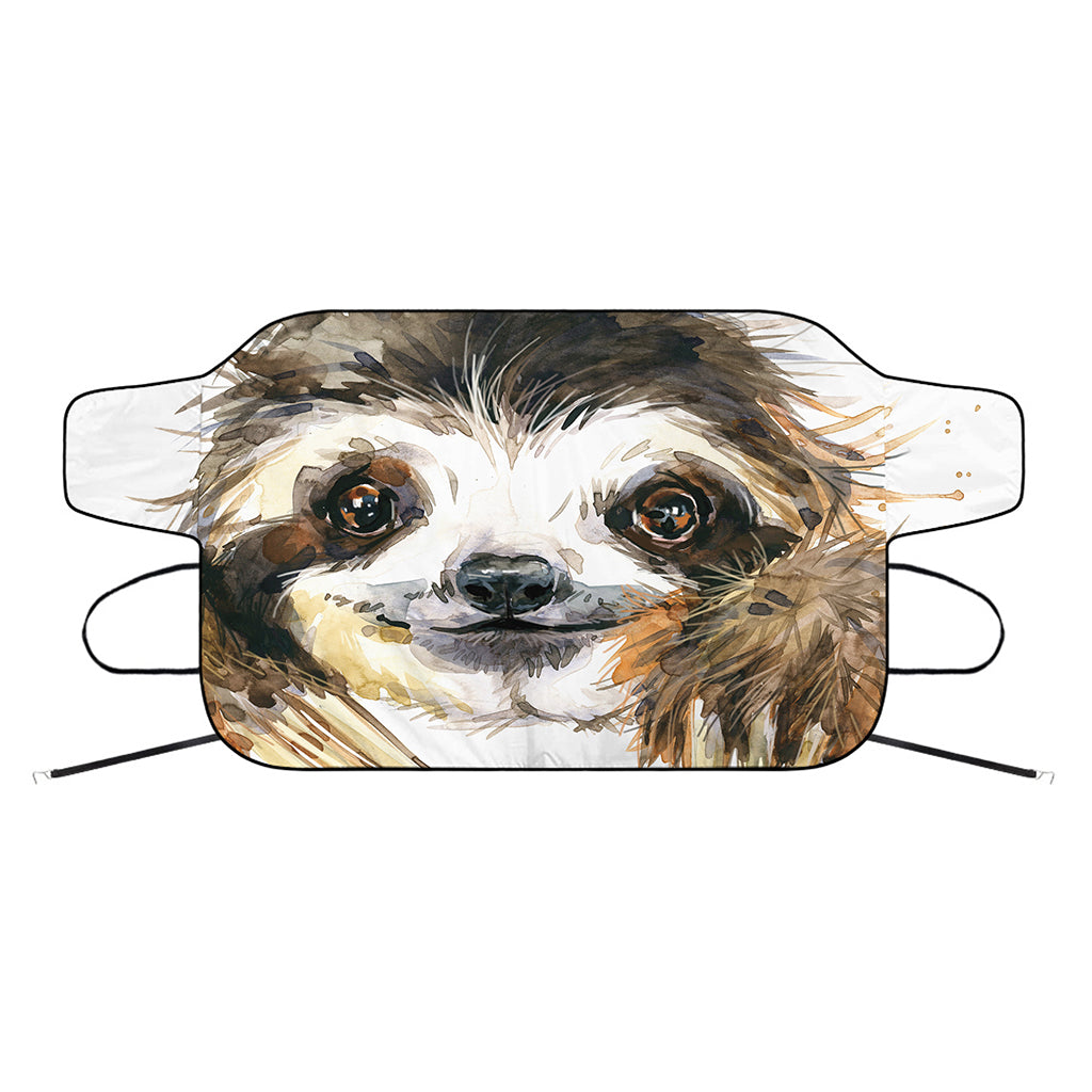 Watercolor Sloth Print Car Windshield Snow Cover