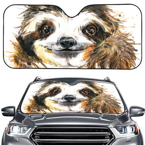 Watercolor Sloth Print Car Windshield Sun Shade