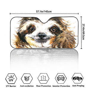 Watercolor Sloth Print Car Windshield Sun Shade