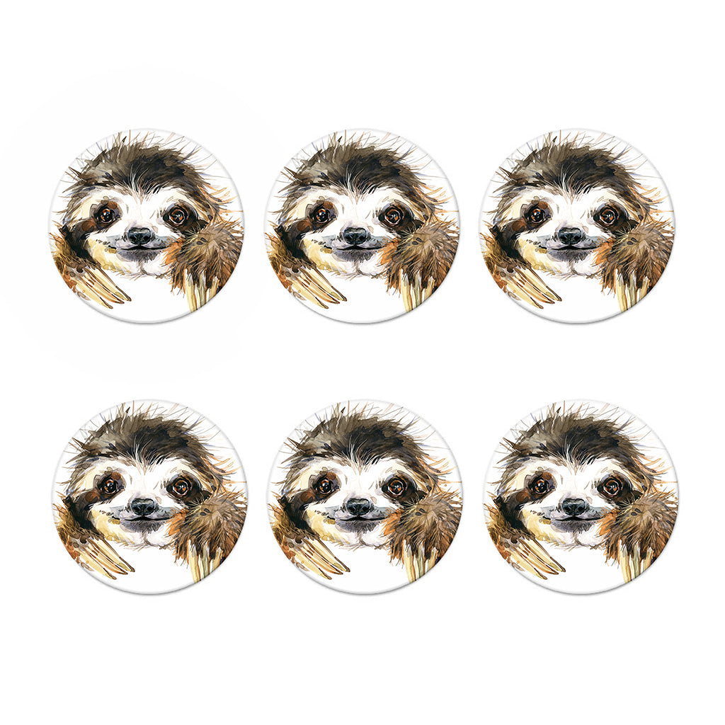 Watercolor Sloth Print Coaster Set
