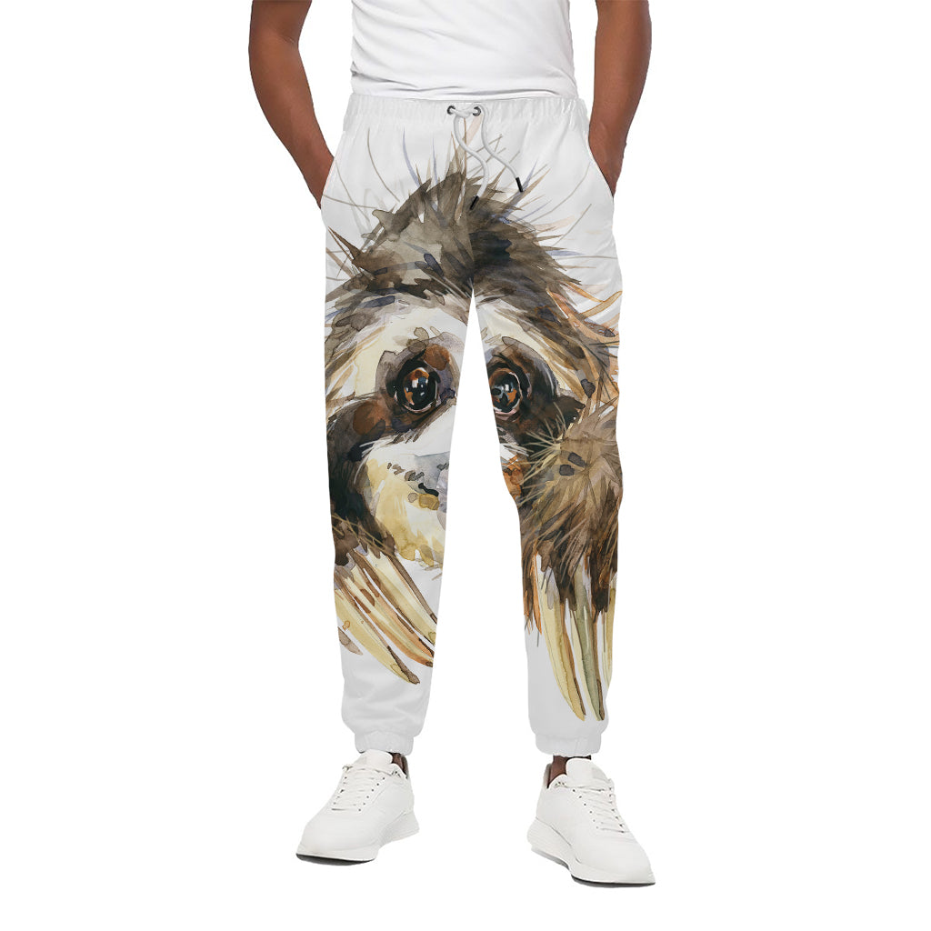 Watercolor Sloth Print Cotton Pants