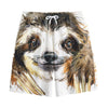 Watercolor Sloth Print Cotton Shorts