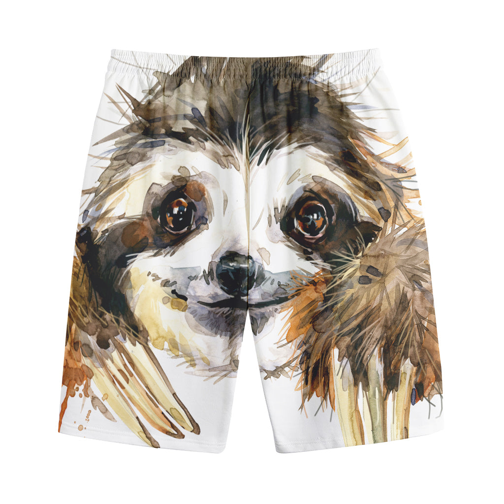 Watercolor Sloth Print Cotton Shorts