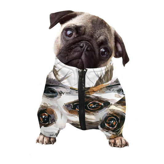 Watercolor Sloth Print Dog Zip Up Jacket