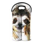 Watercolor Sloth Print Double Neoprene Wine Tote
