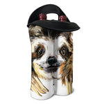 Watercolor Sloth Print Double Neoprene Wine Tote