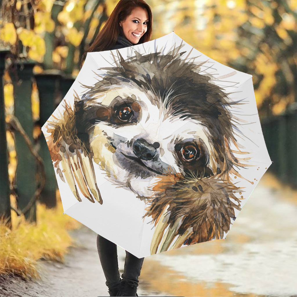 Watercolor Sloth Print Foldable Umbrella