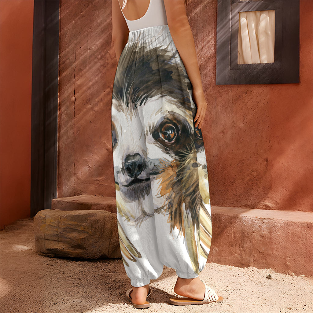 Watercolor Sloth Print Harem Pants