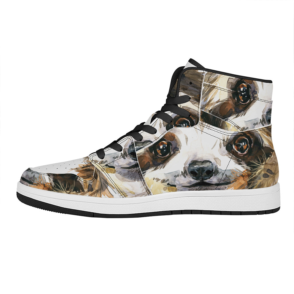 Watercolor Sloth Print High Top Leather Sneakers