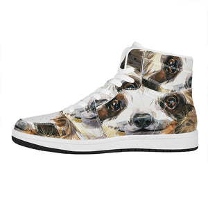 Watercolor Sloth Print High Top Leather Sneakers