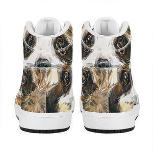 Watercolor Sloth Print High Top Leather Sneakers