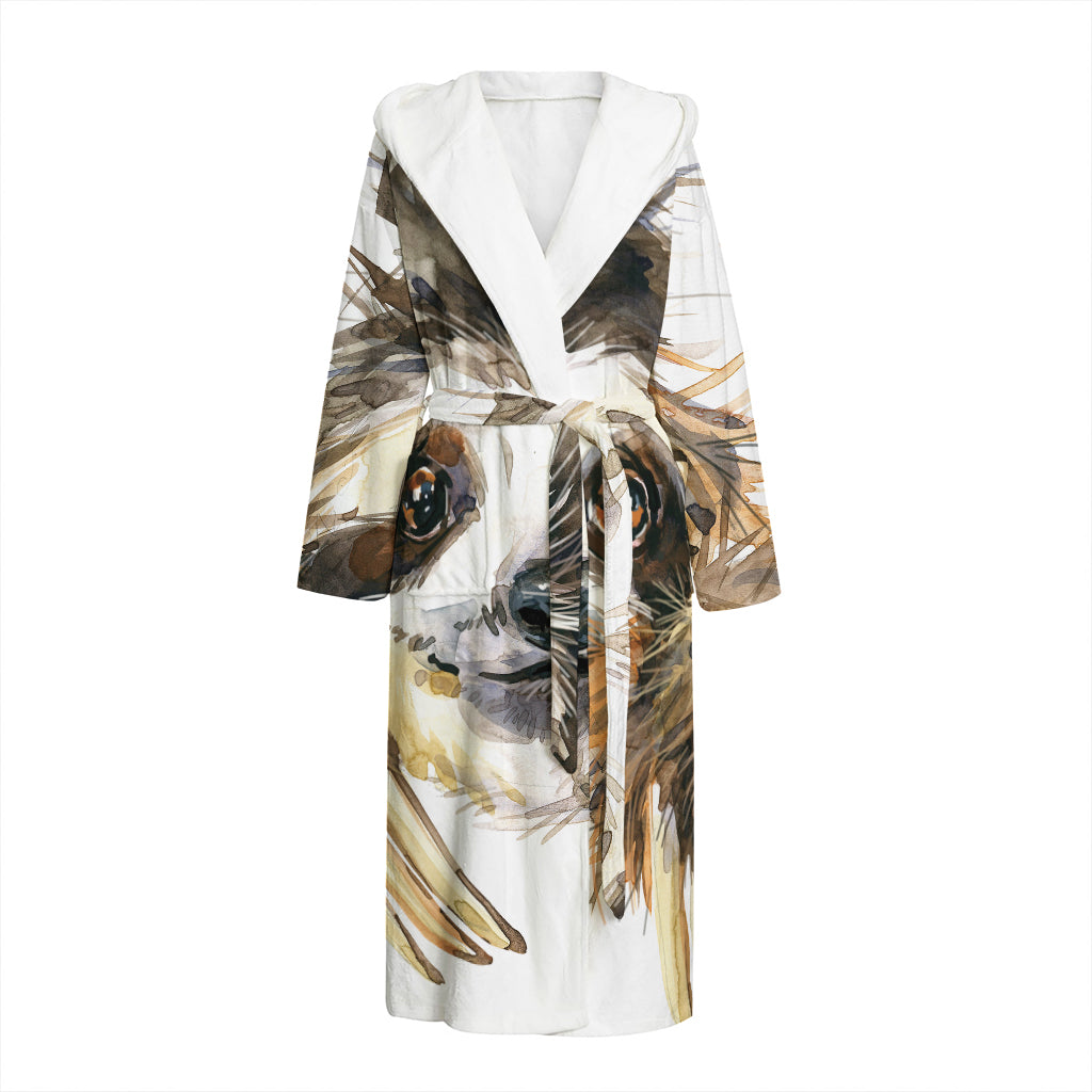 Watercolor Sloth Print Hooded Bathrobe