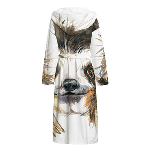 Watercolor Sloth Print Hooded Bathrobe