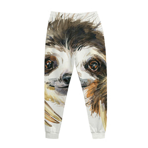 Watercolor Sloth Print Jogger Pants