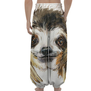 Watercolor Sloth Print Lantern Pants