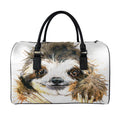 Watercolor Sloth Print Leather Duffel Bag