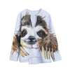 Watercolor Sloth Print Long Sleeve Short Coat