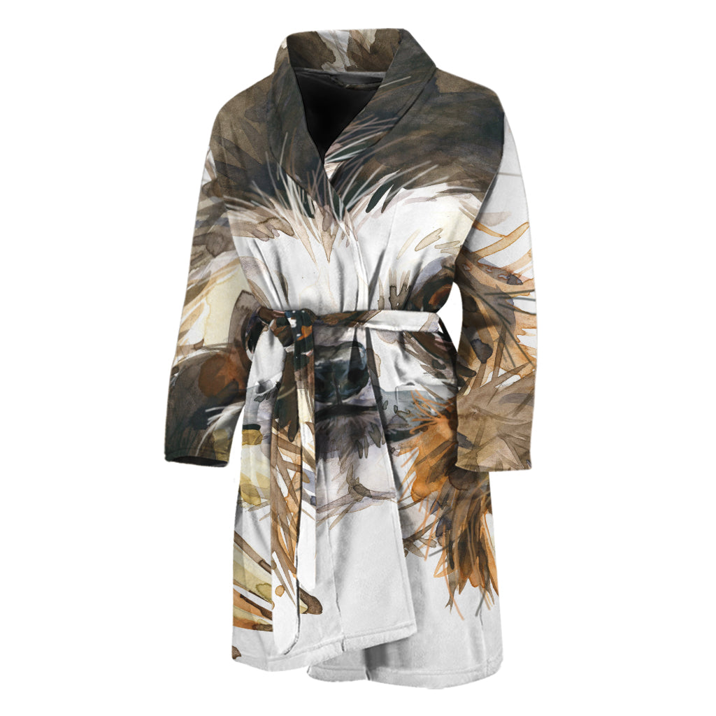 Watercolor Sloth Print Men's Bathrobe