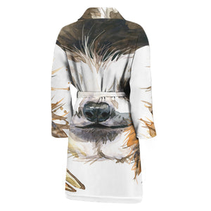 Watercolor Sloth Print Men's Bathrobe