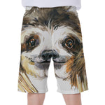 Watercolor Sloth Print Men's Beach Shorts