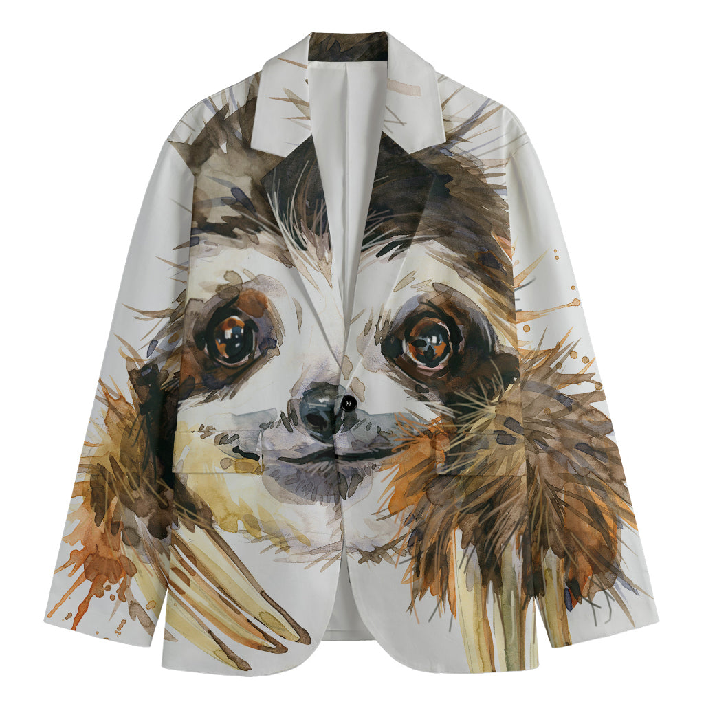 Watercolor Sloth Print Men's Blazer