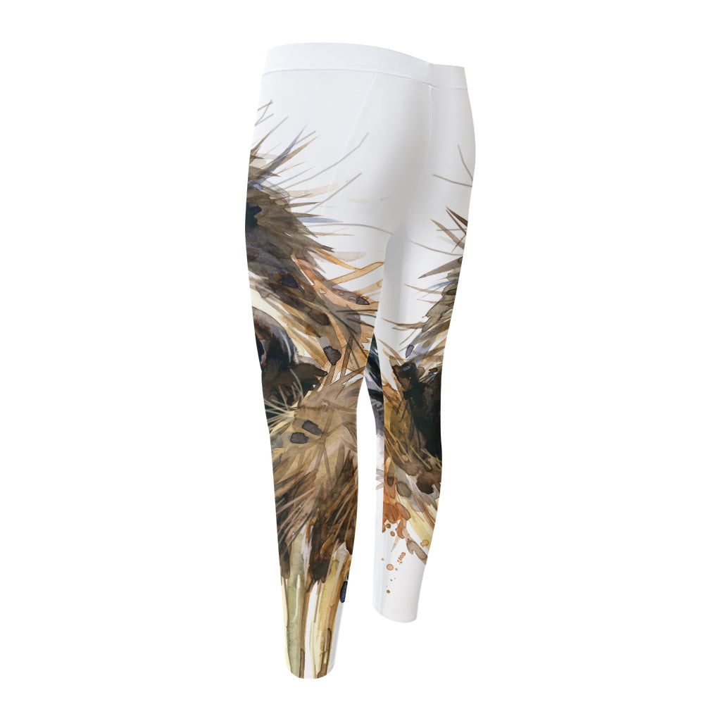 Watercolor Sloth Print Men's Compression Pants