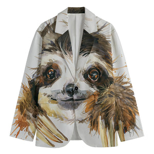 Watercolor Sloth Print Men's Cotton Blazer