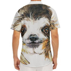 Watercolor Sloth Print Men's Deep V-Neck Shirt